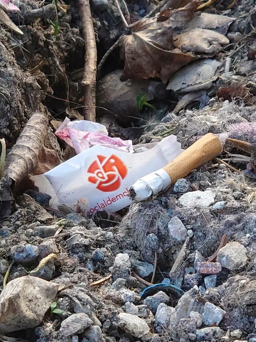 Allt skräp ska bort från skogen inklusive sossar och godispapper.