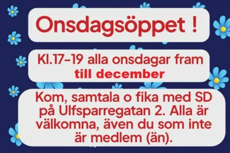 Vi kör vårt populära onsdagsöppet fram till december.