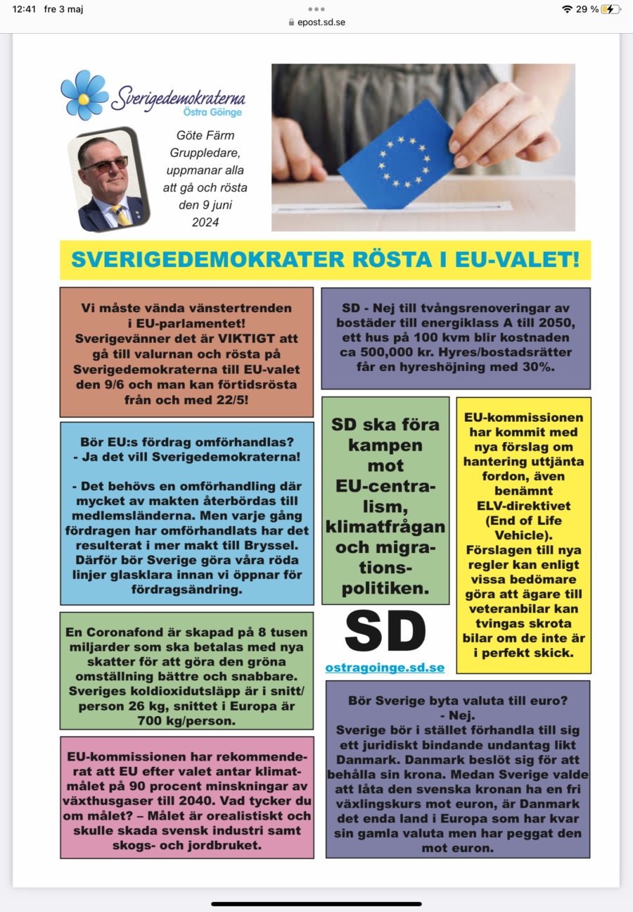 SVERIGEDEMOKRATER RÖSTA I EU-VALET