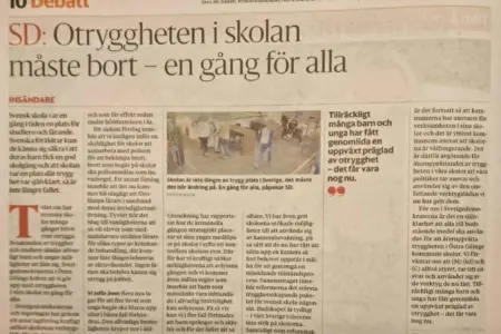 Otryggheten i skolan måste bort!