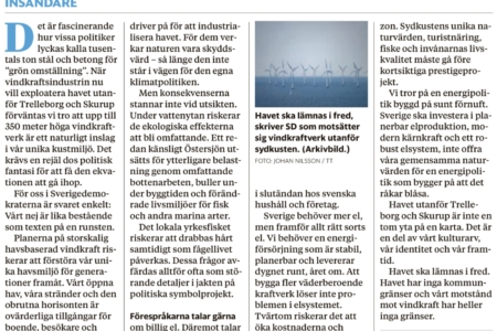 Insändare gällande vårt motstånd mot vindkraft