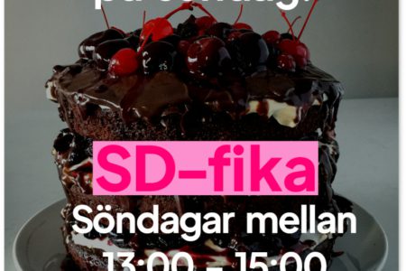 Välkommen på SD-fika!
Medlemmar och sympatisörer hälsas välkomna efter anmälan!